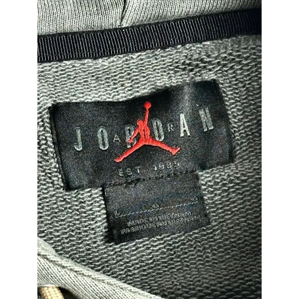 Air Jordan Flight Heritage Washed Fleece Pullover Hoodie Mens L DA9789-010 Grey